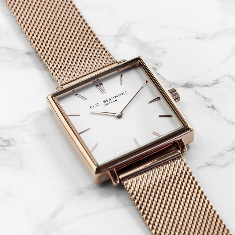Personalised Ladies Rose Gold (Square) Watch – Your Message