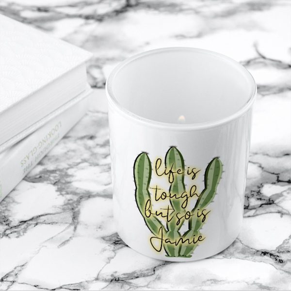 Personalised Tea Light Holder – Tough as Cactus