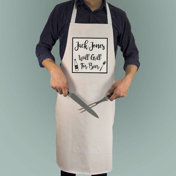 Personalised Apron – Will Grill for Beer