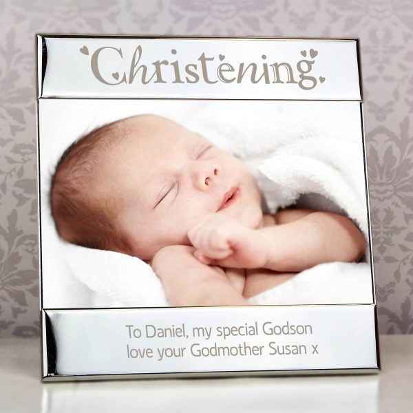 Personalised Silver Christening Square 6×4 Photo Frame