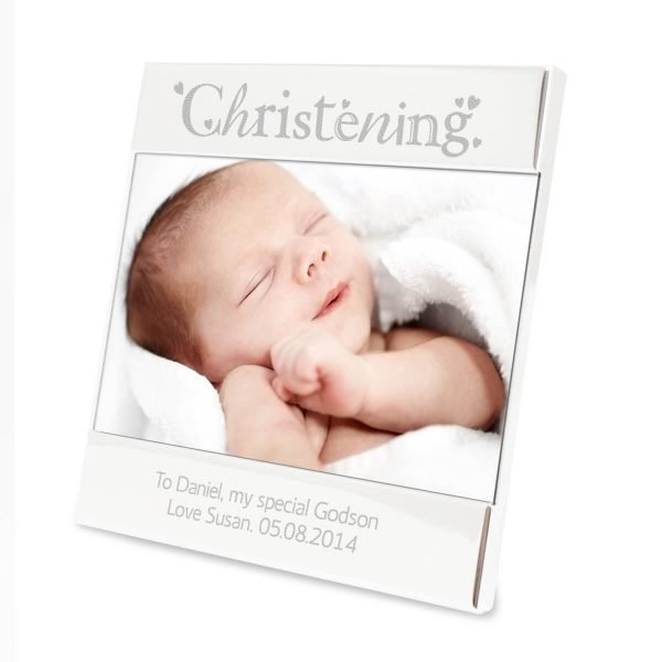 Personalised Silver Christening Square 6×4 Photo Frame