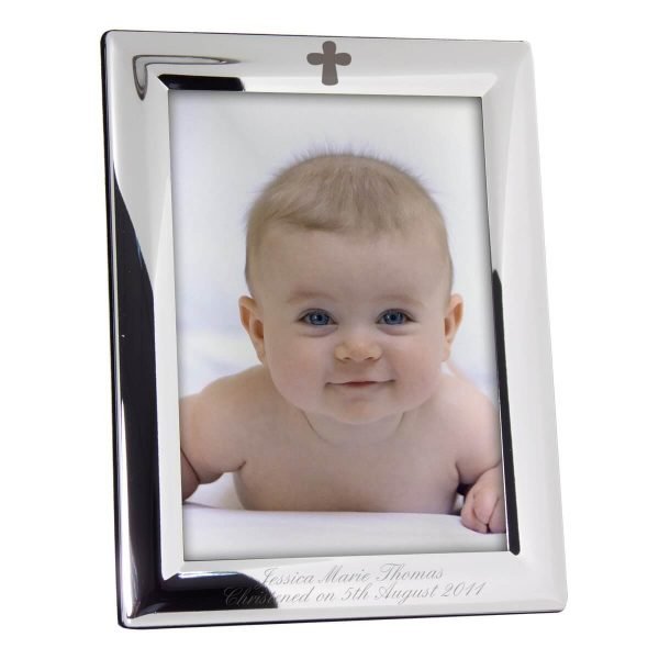 Personalised Silver Plated 5×7 Elegant Cross Photo Frame