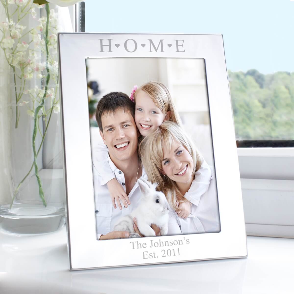 Personalised Silver 5×7 Home & Hearts Photo Frame