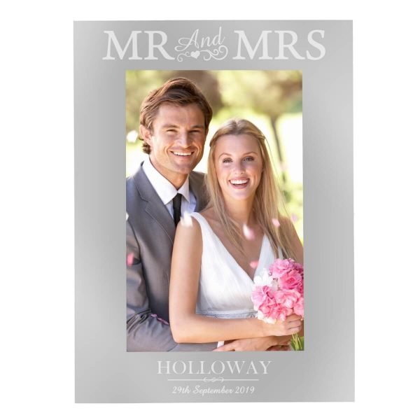 Personalised Mr & Mrs 6×4 Silver Photo Frame