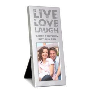 Personalised Small Live Love Laugh 3×2 Silver Photo Frame
