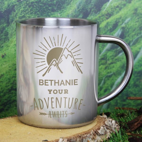 Personalised ‘Adventure Awaits’ Stainless Steel Mug