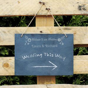 Personalised Wedding Flowers Hanging Large Slate Sign