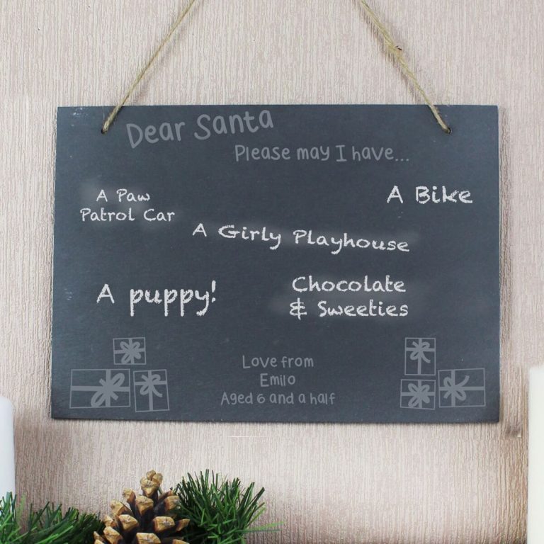 Personalised Christmas Wish List Hanging Large Slate Sign