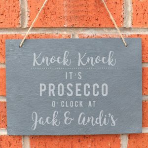 Personalised Prosecco O’Clock Large Hanging Slate Sign