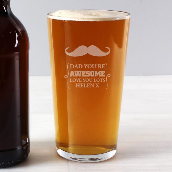 Personalised Moustache Pint Glass