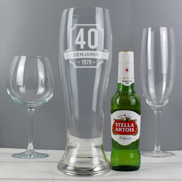 Personalised Big Age Giant Two And A Half Pint Beer Glass