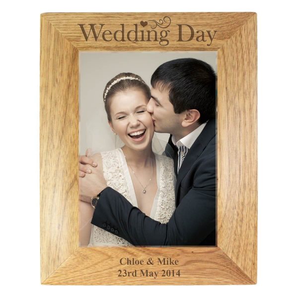Personalised Wedding Day 7×5 Wooden Photo Frame