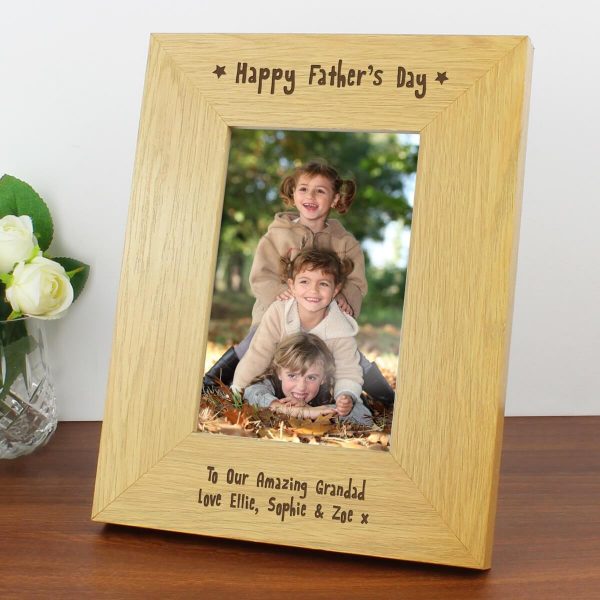 Personalised Oak Finish 6×4 Happy Fathers Day Photo Frame
