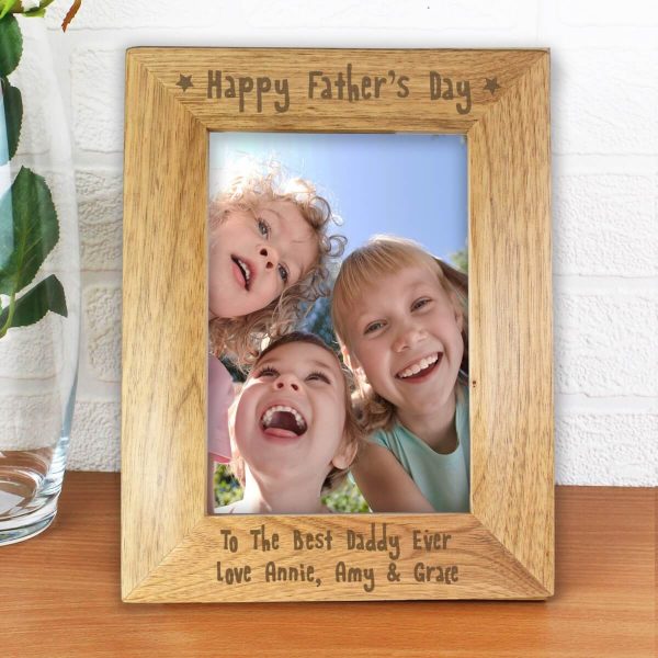 Personalised Happy Father’s Day 7×5 Wooden Photo Frame