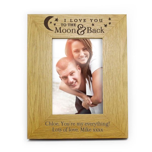 Personalised ‘To the Moon and Back’ 6×4 Oak Finish Photo Frame