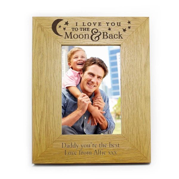 Personalised ‘To the Moon and Back’ 6×4 Oak Finish Photo Frame