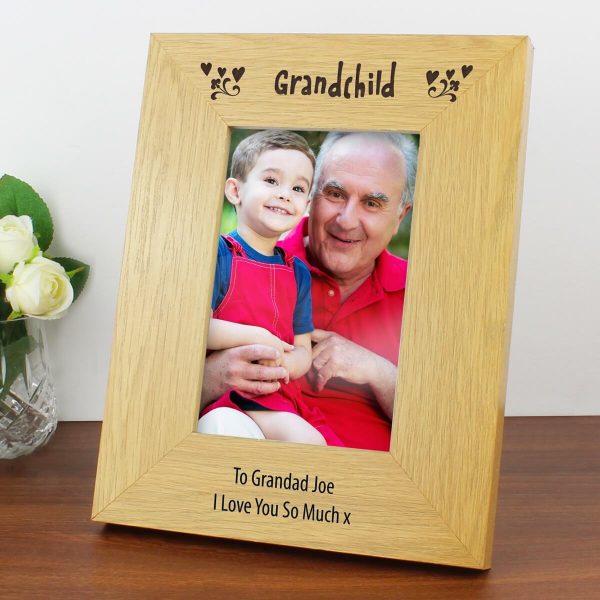 Personalised Oak Finish 6×4 Grandchild Photo Frame