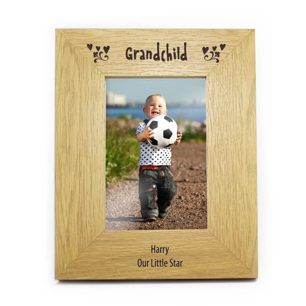 Personalised Oak Finish 6×4 Grandchild Photo Frame
