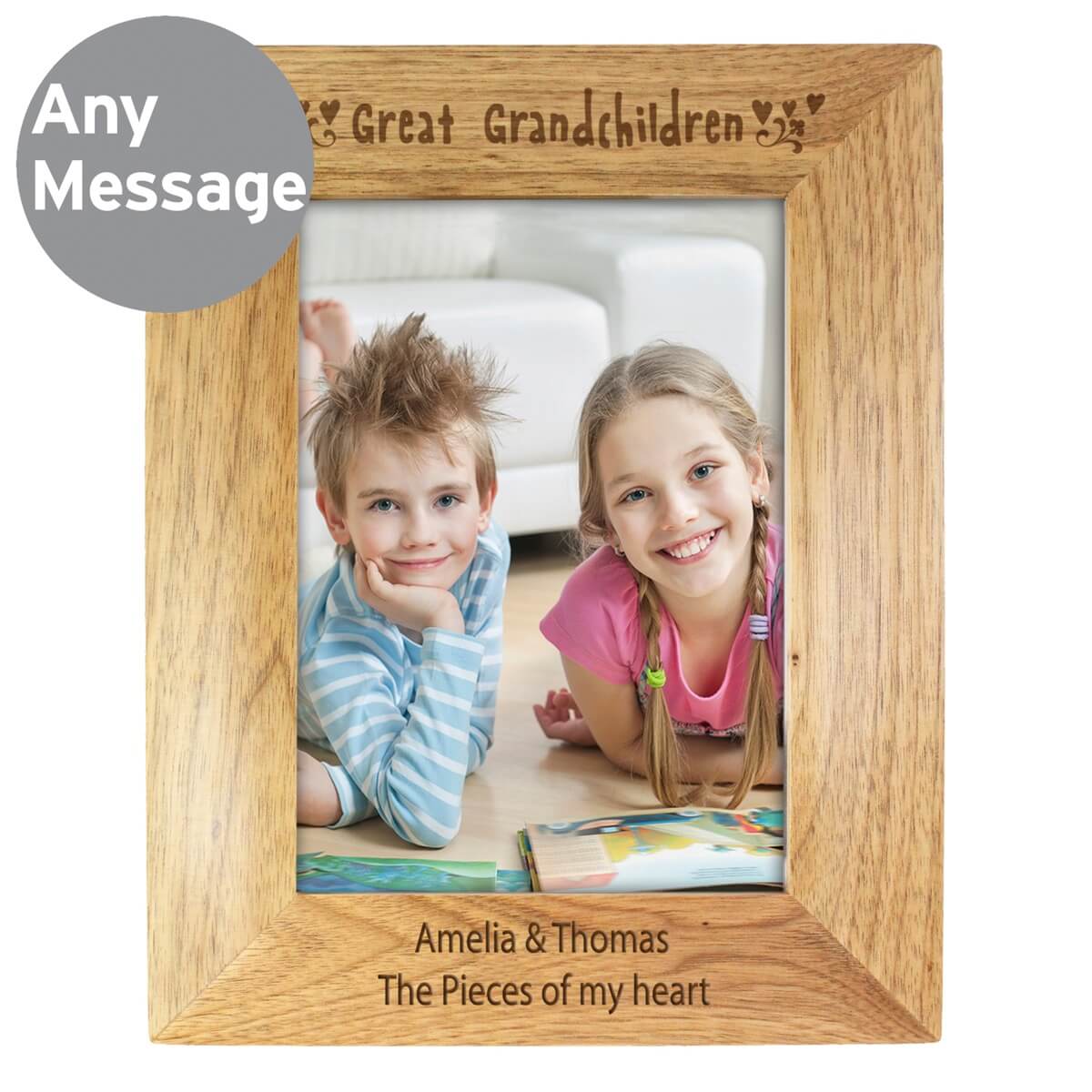 Personalised Great Grandchildren 7×5 Wooden Photo Frame