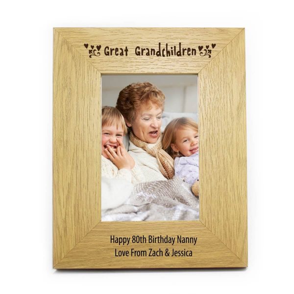 Personalised Great Grandchildren 6×4 Oak Finish Photo Frame