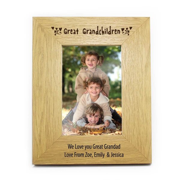 Personalised Great Grandchildren 6×4 Oak Finish Photo Frame