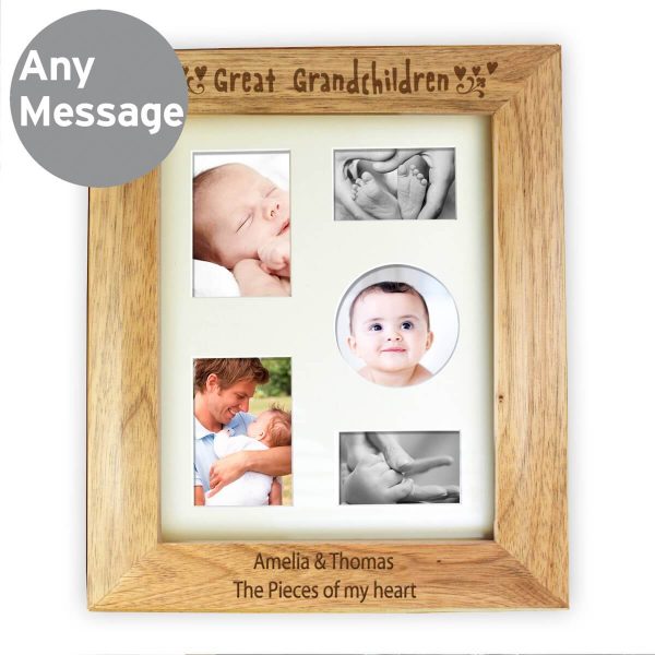 Personalised Great Grandchildren 10×8 Wooden Photo Frame