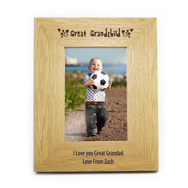Personalised Oak Finish 6×4 Great Grandchild Photo Frame