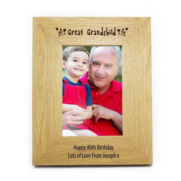 Personalised Oak Finish 6×4 Great Grandchild Photo Frame