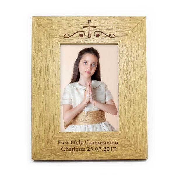 Personalised Religious Swirl 7×5 Wooden Photo Frame