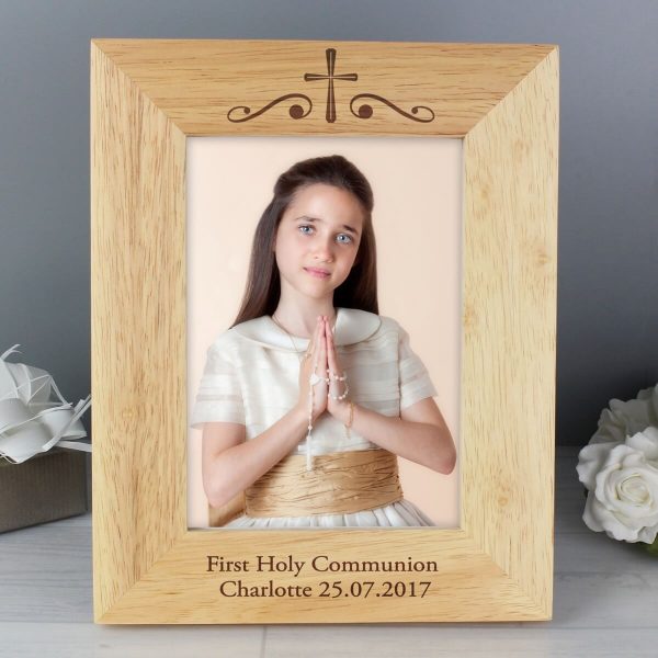 Personalised Religious Swirl 7×5 Wooden Photo Frame