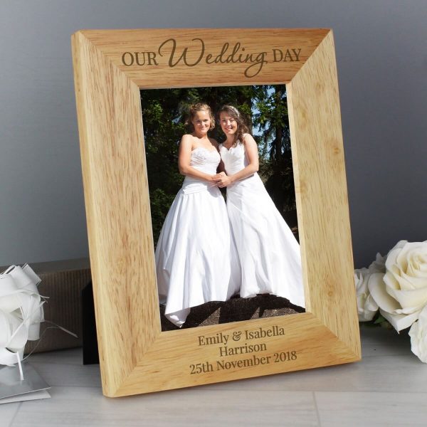 Personalised ‘Our Wedding Day’ 7×5 Wooden Photo Frame