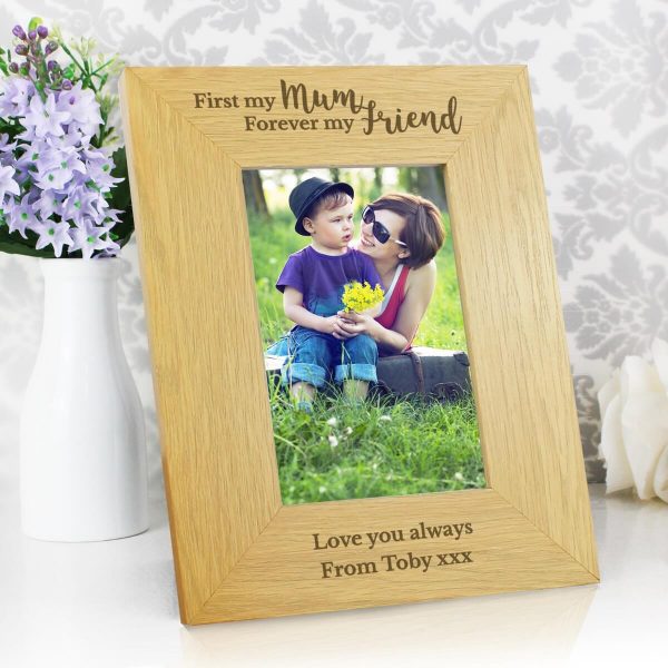 Personalised ‘First My Mum, Forever My Friend’ 6×4 Oak Finish Photo Frame