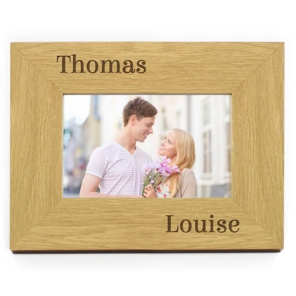 Personalised Couples 7×5 Landscape Wooden Photo Frame