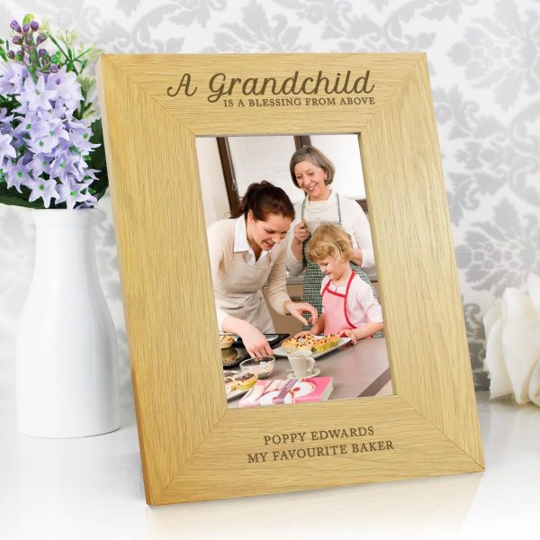 Personalised “”A Grandchild Is A Blessing”” 6×4 Oak Finish Photo Frame