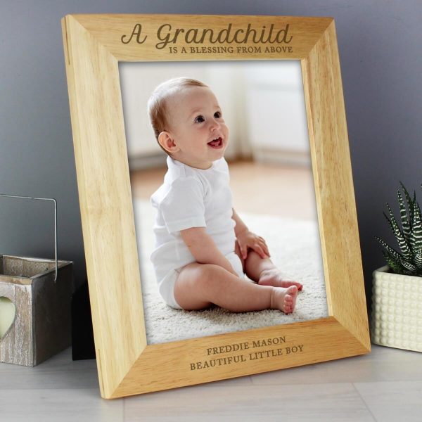 Personalised ‘A Grandchild is a Blessing’ 10×8 Wooden Photo Frame