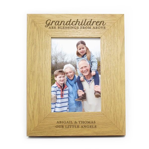 Personalised “”Grandchildren Are A Blessing”” 6×4 Oak Finish Photo Frame