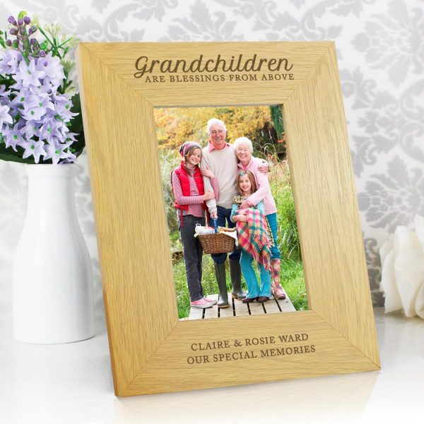 Personalised “”Grandchildren Are A Blessing”” 6×4 Oak Finish Photo Frame