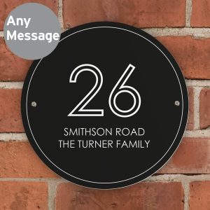 Personalised Black Number & Name House Sign