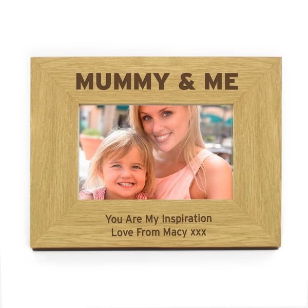 Personalised Oak Finish 6×4 Mummy & Me Photo Frame