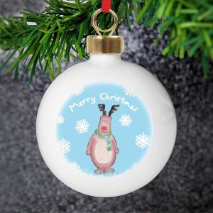 Personalised Rooftop Santa First Christmas Bauble