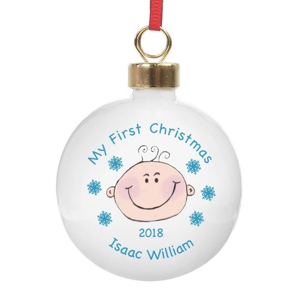 Personalised Baby Boy My First Christmas Bauble