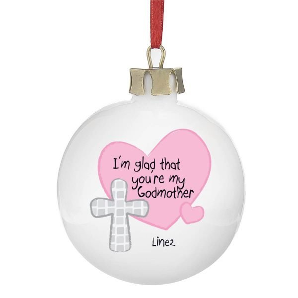 Personalised Godmother Bauble Pink