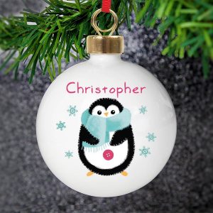 Personalised Felt Stitch Penguin Bauble