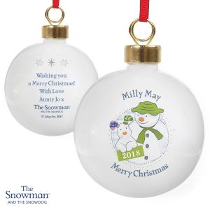 Personalised The Snowman Winter Garden Bauble
