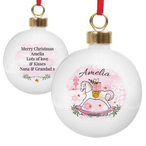Personalised Gold & Pink Stars My 1st Christmas Bauble