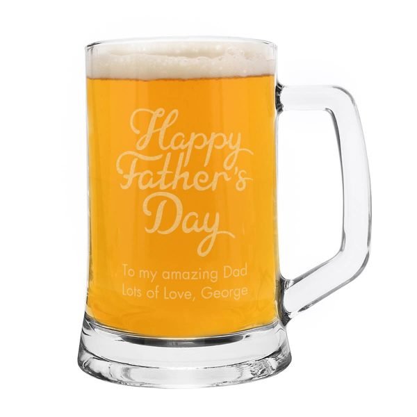 Personalised Happy Father’s Day Glass Pint Stern Tankard