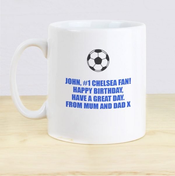 Personalised Dark Blue Football Fan Mug