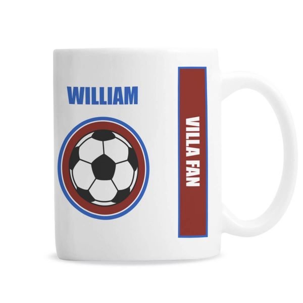 Personalised Claret and Blue Football Fan Mug