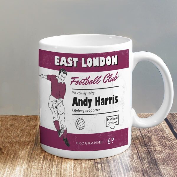 Personalised Vintage Football Claret Supporter’s Mug