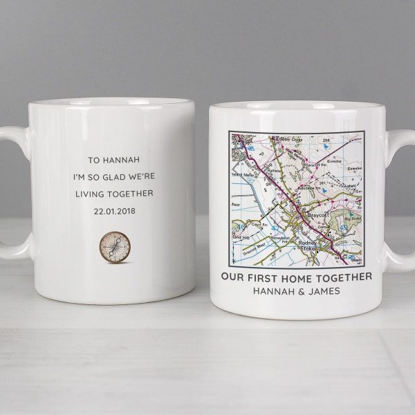 Personalised Present Day Map Compass Mug